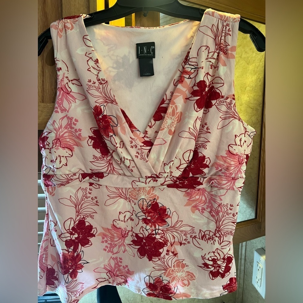 Vintage Y2K Floral I.N.C. Blouse Sleeveless Shirt Sz XL